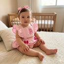 Local
Romper Bebê Menina - Laranja e Creme