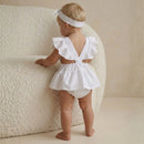 Local
Romper Bebê Menina - Laranja e Creme