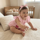 Local
Romper Bebê Menina - Laranja e Creme