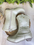 Bota infantil Boiadeira Texana Com Zíper e Salto Dourado