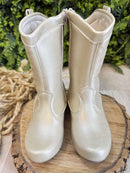 Bota infantil Boiadeira Texana Com Zíper e Salto Dourado