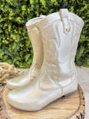 Bota infantil Boiadeira Texana Com Zíper e Salto Dourado