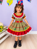 Vestido Infantil Junino Maria Bonita Colorido Festas