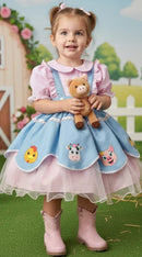 Vestido Tematicos Kids Fazendinha Salopete Jeans
