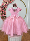 Vestido Infantil Jardim Encantado Rose Festa C/ Renda Luxo