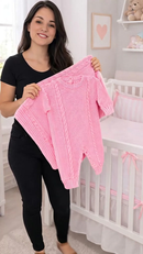 KIT 2 PÇS EM TRICOT SAIDA MATERNIDADE MACACÃO E MANTA LUXO MENINA E MENINO TRICO