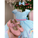 Vestido Infantil Baby Looney Tunes Azul Bebê Festa Luxo + Lacinho 