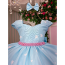 Vestido Infantil Baby Looney Tunes Azul Bebê Festa Luxo + Lacinho 