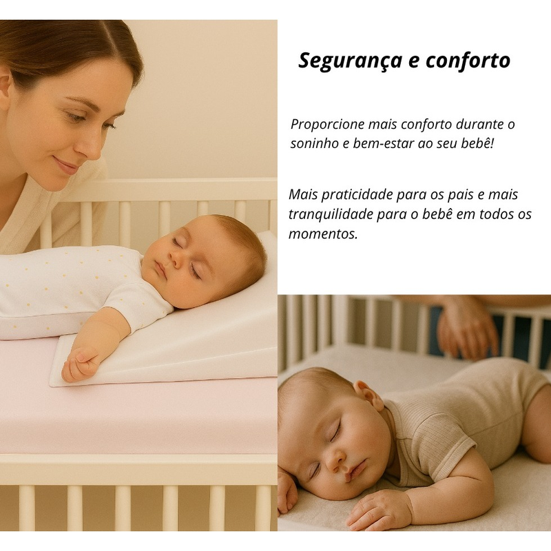 Travesseiro Rampa Anti-refluxo Com Capa Removivel Para Berço Bebe