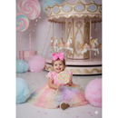 Vestido Infantil Arco-Íris Aurora Candy com Tule em Camadas – Festa Unicórnio, Chuva de Amor, Circo | Envio no Mesmo Dia