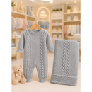 KIT 2 PÇS EM TRICOT SAIDA MATERNIDADE MACACÃO E MANTA LUXO MENINA E MENINO TRICO