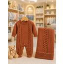 KIT 2 PÇS EM TRICOT SAIDA MATERNIDADE MACACÃO E MANTA LUXO MENINA E MENINO TRICO