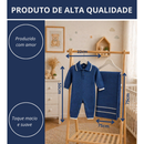 Saída Maternidade Tricot 2 Pçs Macacão E Manta 0 a 3 Meses Menino Menina Premium Antialérgico Recem Nascido Gola Social