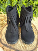 Bota Infantil Preta Boiadeira Cowgirl Franjas Camurça