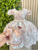 Vestido Infantil Realeza + Tiara ou Laço