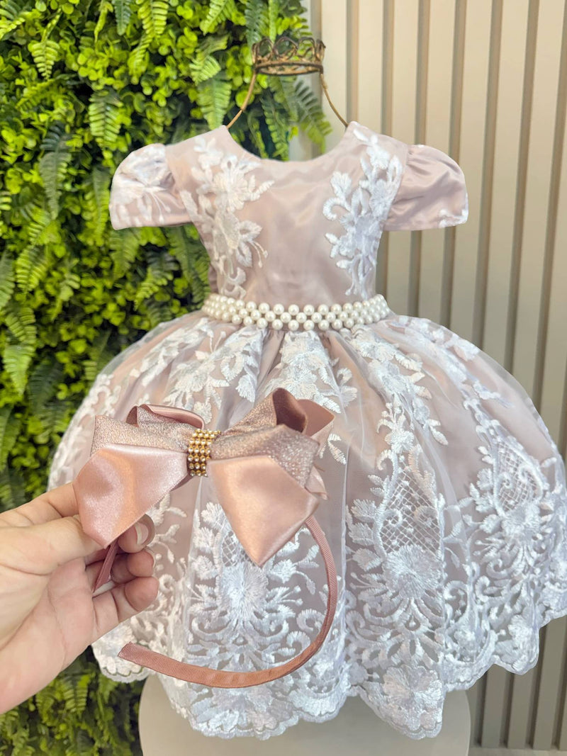 Vestido Infantil Realeza + Tiara ou Laço