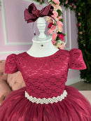 Vestido Enjoy Longo Laura Peito rendado Marsala