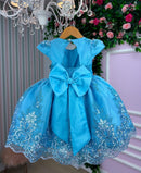 Vestido Marie Jardim Encantado Luxo Azul Tiffany