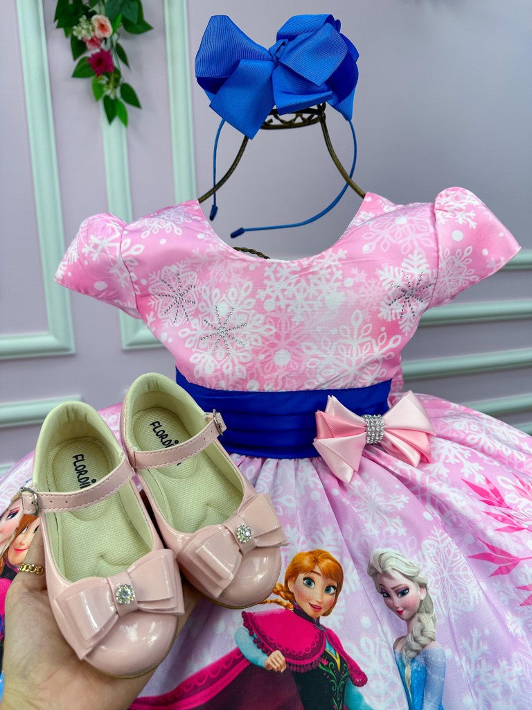 Vestido Infantil Temáticos da Gigi Princesa Gelo Rosa