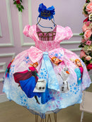 Vestido Infantil Temáticos da Gigi Princesa Gelo Rosa