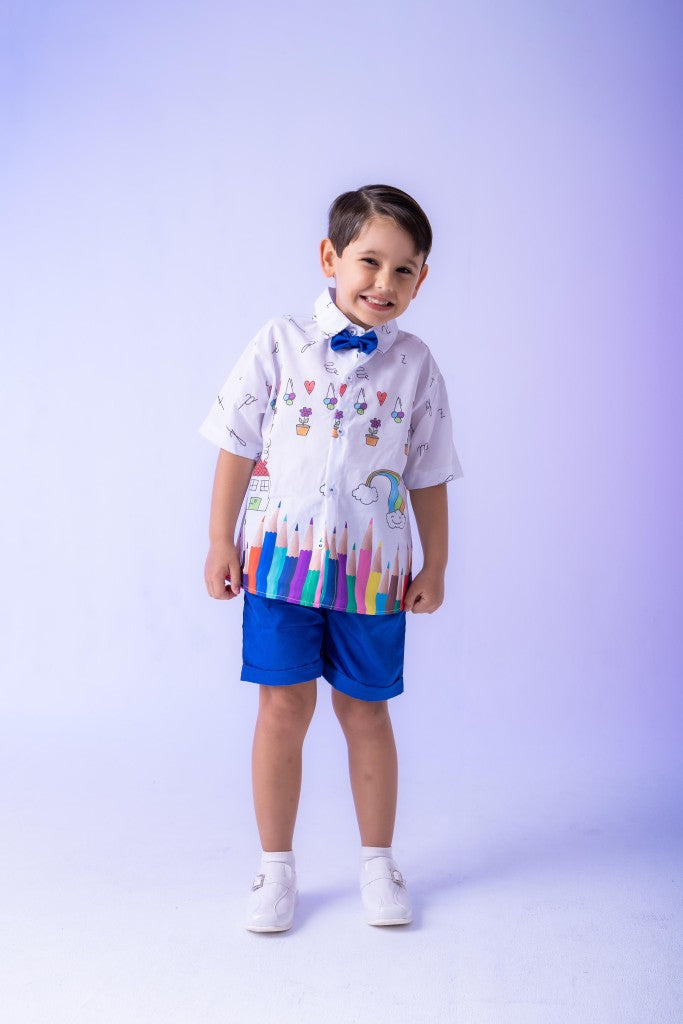 Conjunto Miss cherry Meninos - Lapis Aquarela Azul ABC