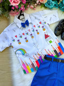 Conjunto Miss cherry Meninos - Lapis Aquarela Azul ABC