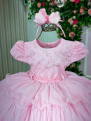 Vestido Infantil Menina Bonita 4 Saias Rosa Bebe