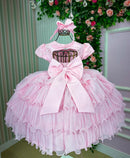 Vestido Infantil Menina Bonita 4 Saias Rosa Bebe