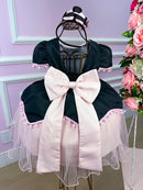 Vestido Temáticos Kids Mundo Bita Preto e Rosa