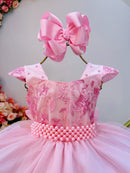 Vestido Infantil Rosa Claro C/ Renda Luxo Casamento Festas