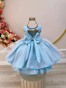 Vestido Infantil Azul Frozen Elsa Gelo C/ Capa de Luxo