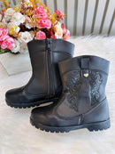 Bota infantil Boiadeira Texana Preto Com Zíper Luxo