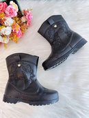 Bota infantil Boiadeira Texana Preto Com Zíper Luxo
