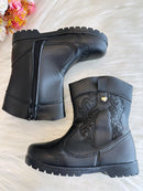 Bota infantil Boiadeira Texana Preto Com Zíper Luxo