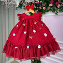 Vestido de luxo jardim de borboleta pra aniversario festa
