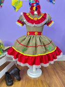 Vestido Infantil Junino Maria Bonita Colorido Festas