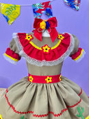 Vestido Infantil Junino Maria Bonita Colorido Festas