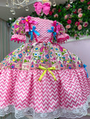 Vestido infantil Marie Junino Quermesse de Luxo Pink