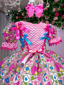Vestido infantil Marie Junino Quermesse de Luxo Pink