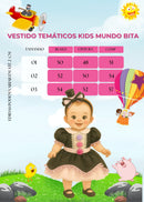 Vestido Temáticos Kids Mundo Bita Preto e Rosa