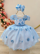 Vestido Infantil Azul Claro Jardim Encantado Festas Luxo