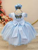 Vestido Infantil Azul Claro Jardim Encantado Festas Luxo