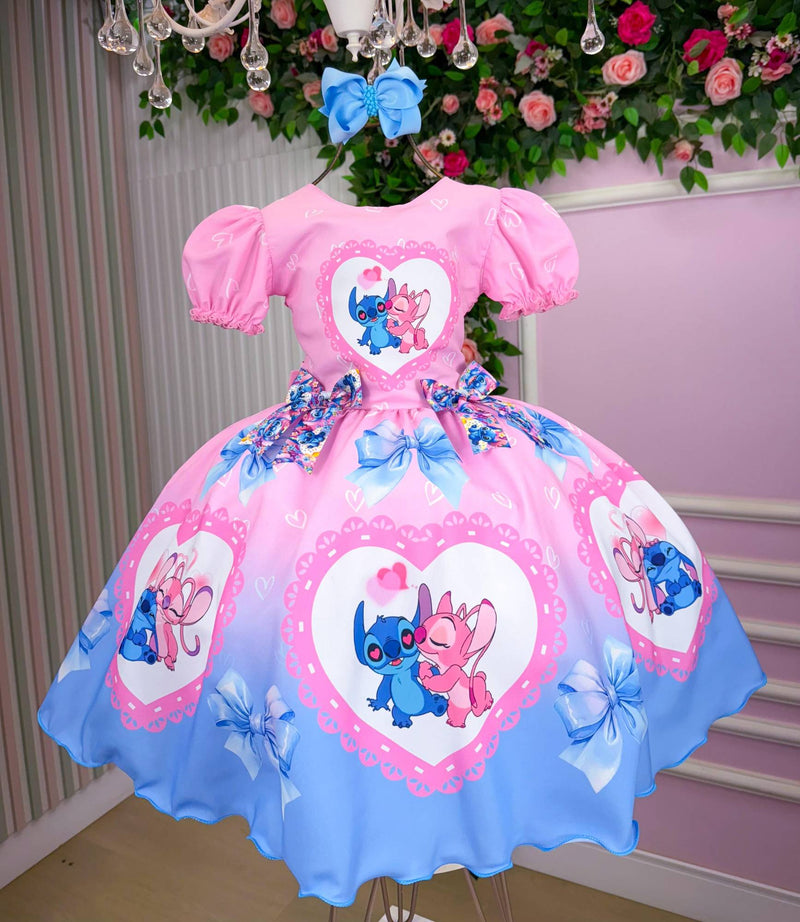 Vestido Tematico Luxo Stitch e Angel
