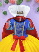 Vestido Fantasia Infantil Branca de Neve Amarelo Capa Tiara