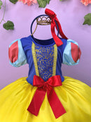Vestido Fantasia Infantil Branca de Neve Amarelo Capa Tiara