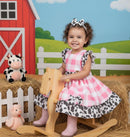 Vestido Tematicos Kids Fazendinha Rosa Vaquinha