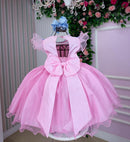 Vestido Marie Jardim Encantado Rosa Borboletas Azul