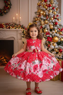 Vestido Marie Natalia Flores Vermelho - Natal festa aniversario