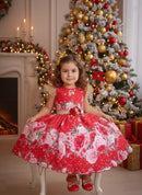 Vestido Marie Natalia Flores Vermelho - Natal festa aniversario