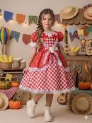Vestido Marie Junino Luxo Ursinho do Sertão Vermelho